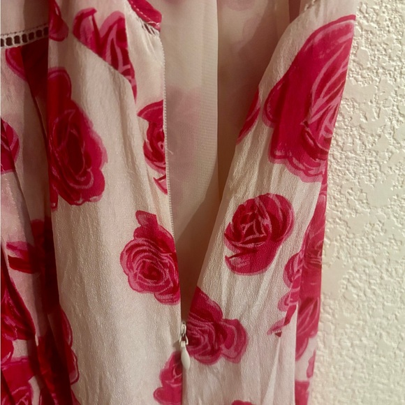 Moulinette Soeurs Pink Dress with Red & Yellow Rose Print - Picture 5 of 5